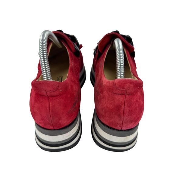 Softwaves Cadie Women’s 36.5 Red Suede Wedge Sneakers Fringe Chain Arch Support - Picture 5 of 15